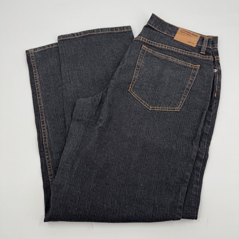 London Jean Black Wash Denim Jeans Classic Fit Comfort Stretch Size 12‎